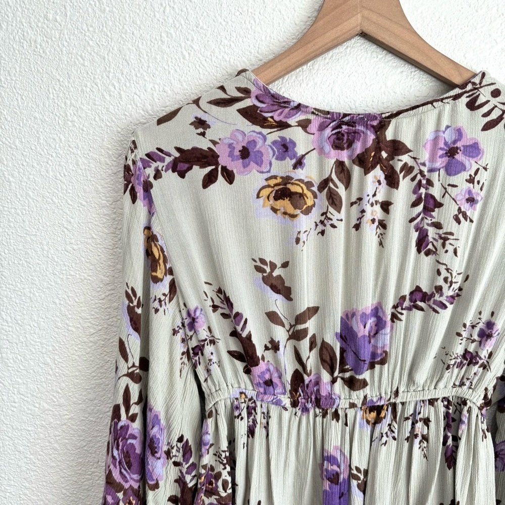 Angie Women's Large Babydoll Blouse Romantic Floral Summer Boho Bell Sleeve - Picture 8 of 11